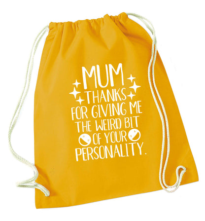 Mum, I love you more than halloumi and if you know me at all you know how deep that is mustard drawstring bag