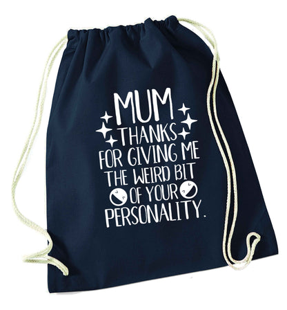 Mum, I love you more than halloumi and if you know me at all you know how deep that is navy drawstring bag
