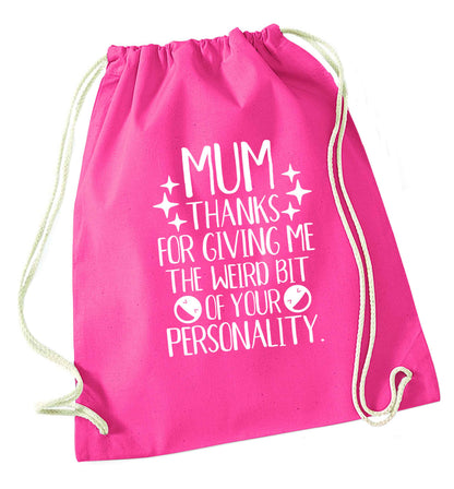 Mum, I love you more than halloumi and if you know me at all you know how deep that is pink drawstring bag