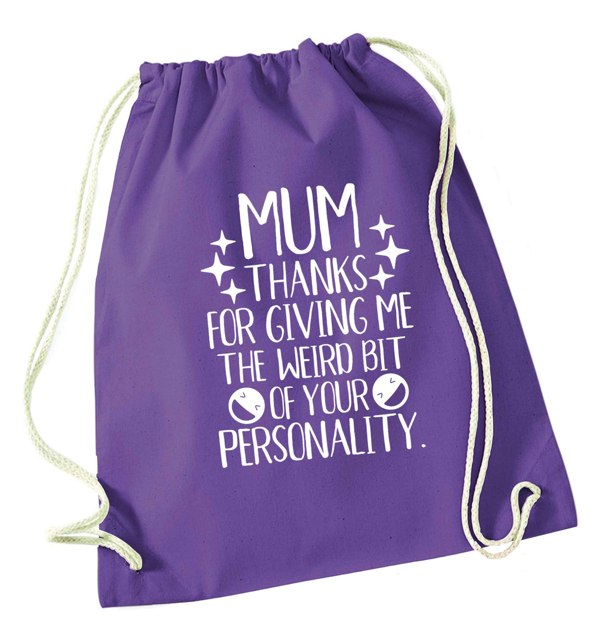 Mum, I love you more than halloumi and if you know me at all you know how deep that is purple drawstring bag