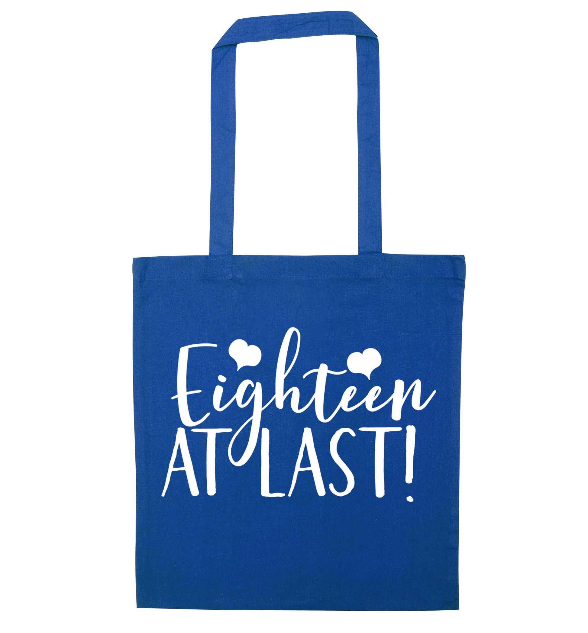 Eighteen at last!blue tote bag