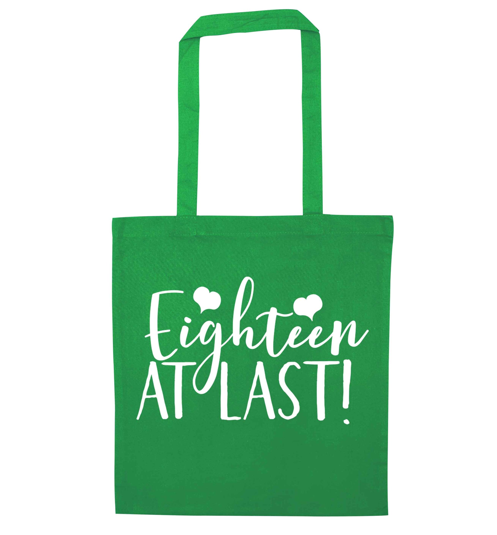 Eighteen at last!green tote bag