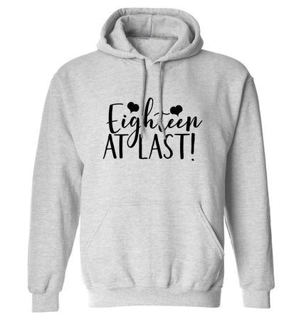 Eighteen at last!adults unisex grey hoodie 2XL