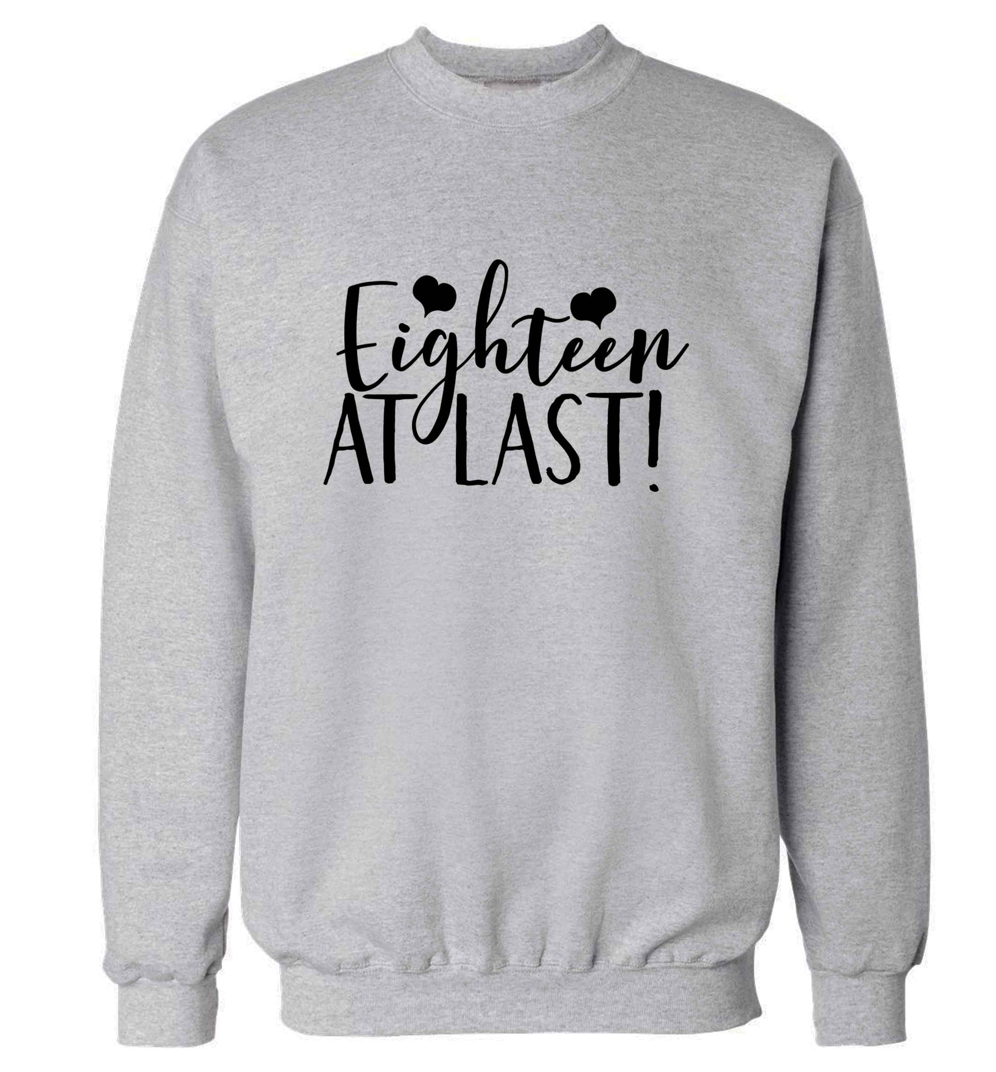 Eighteen at last!adult's unisex grey sweater 2XL