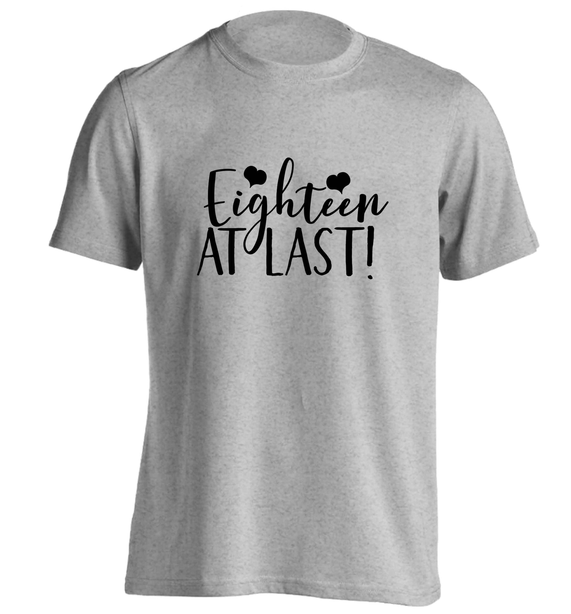 Eighteen at last!adults unisex grey Tshirt 2XL