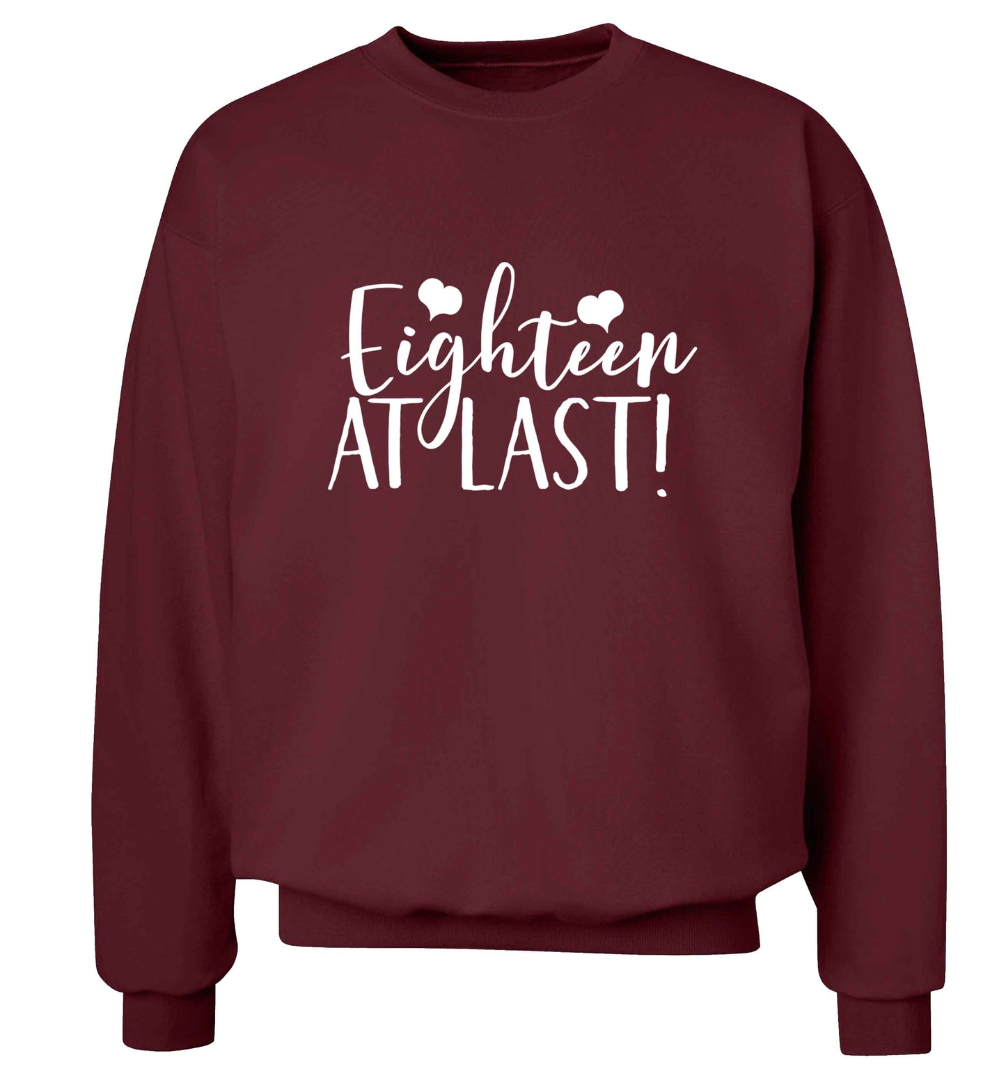 Eighteen at last!adult's unisex maroon sweater 2XL