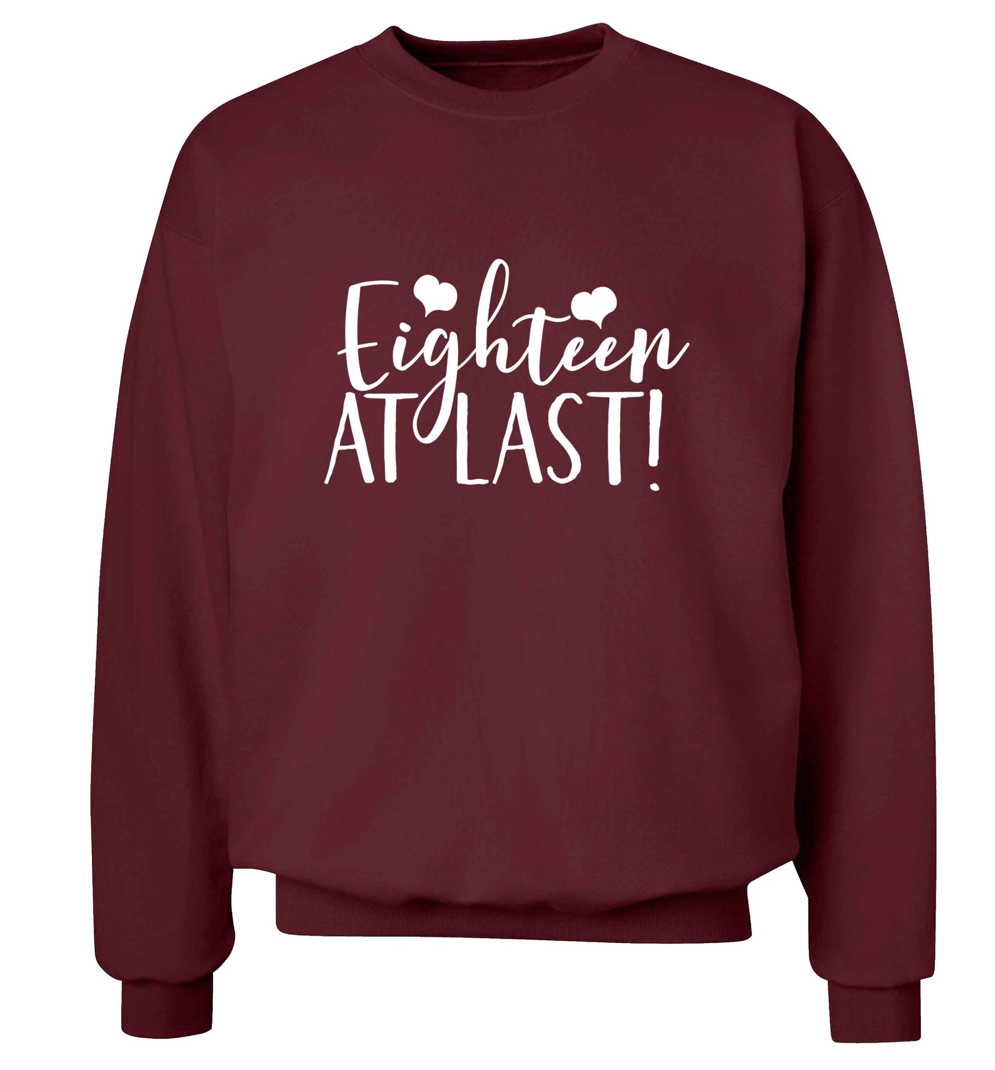Eighteen at last!adult's unisex maroon sweater 2XL