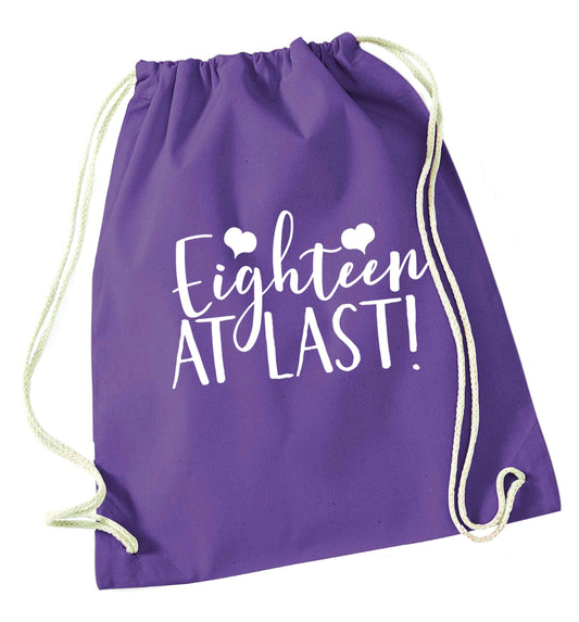 Eighteen at last!purple drawstring bag