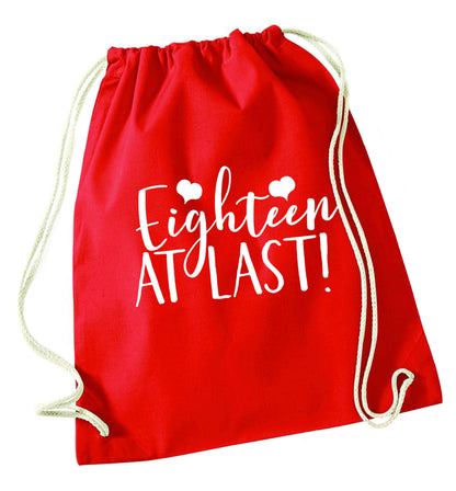 Eighteen at last!red drawstring bag 