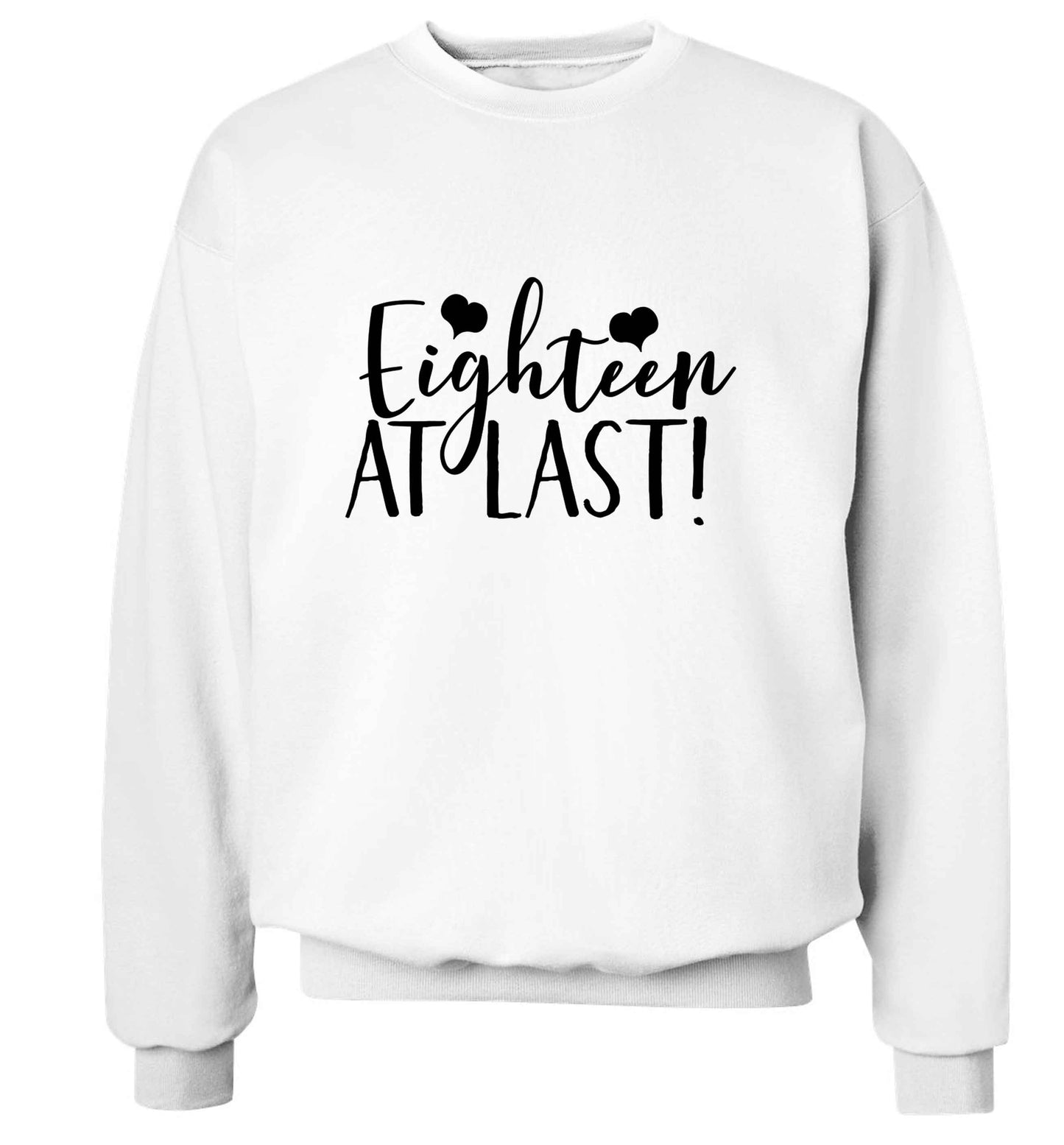 Eighteen at last!adult's unisex white sweater 2XL