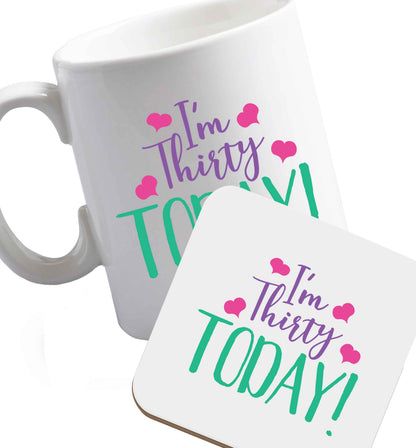 10 oz Favourite Type Pan Pancake ceramic mug and coaster set right handed