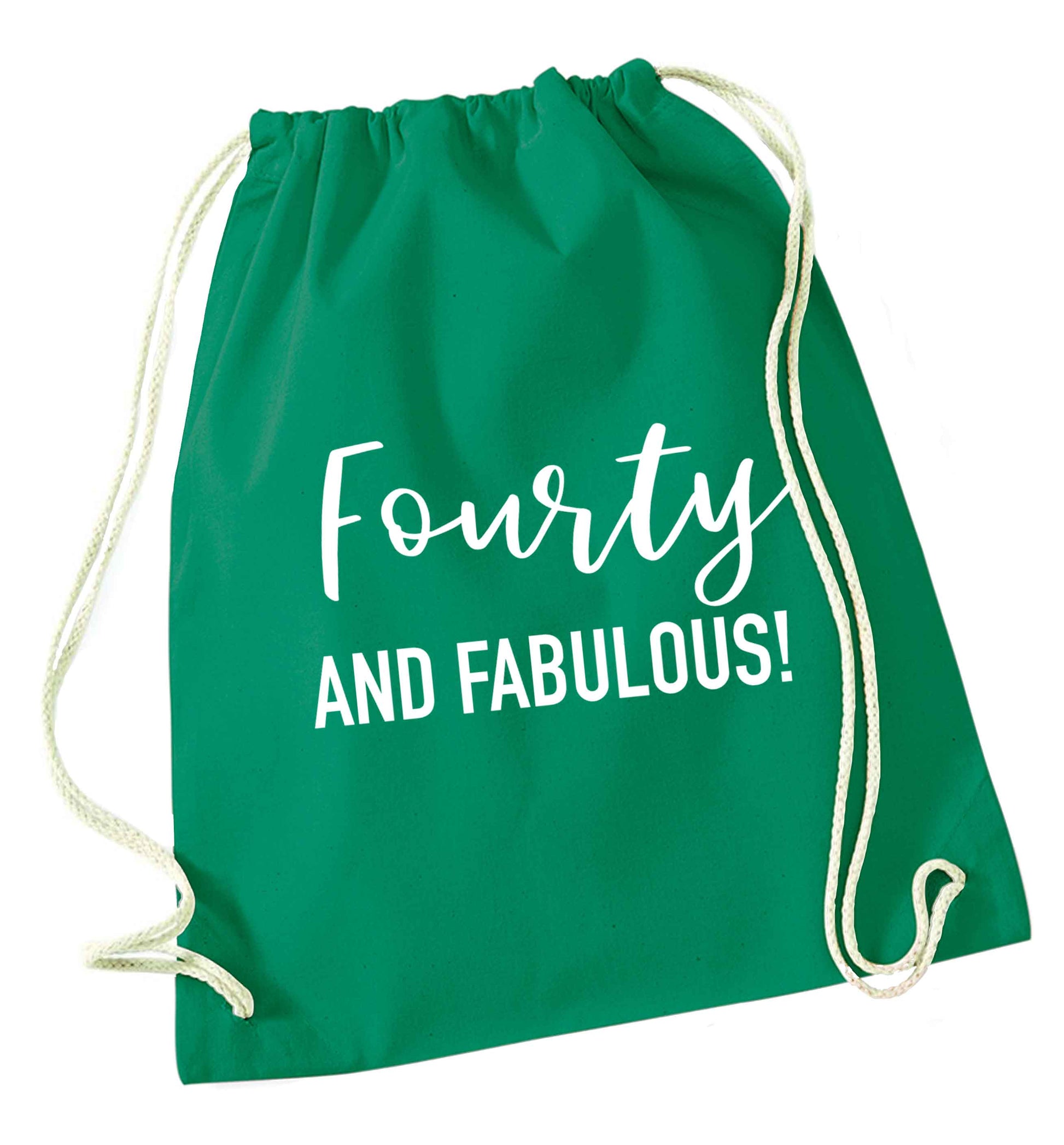 Fourty and fabulous green drawstring bag
