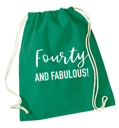 Fourty and fabulous green drawstring bag