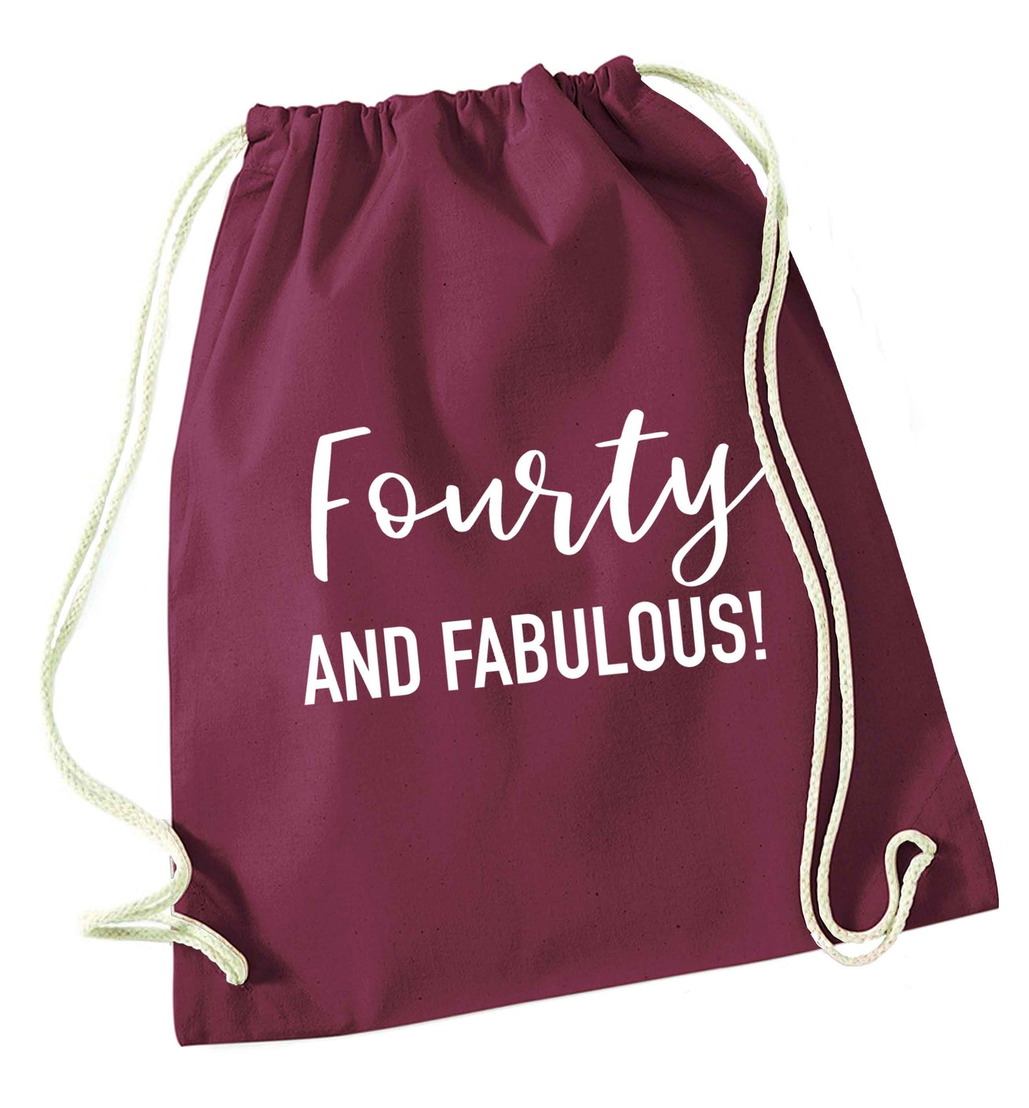 Fourty and fabulous maroon drawstring bag