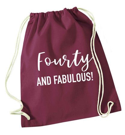 Fourty and fabulous maroon drawstring bag
