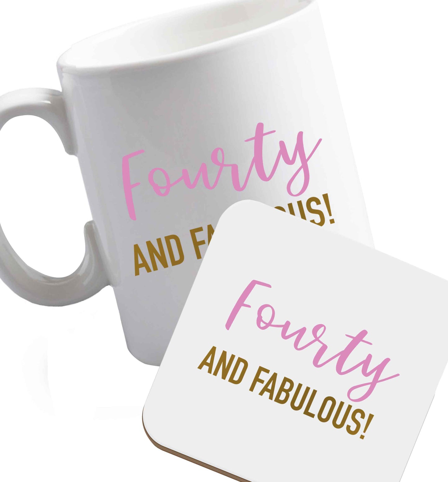 10 oz Favourite Type Pan Pancake ceramic mug and coaster set right handed