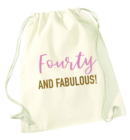 Fourty and fabulous natural drawstring bag
