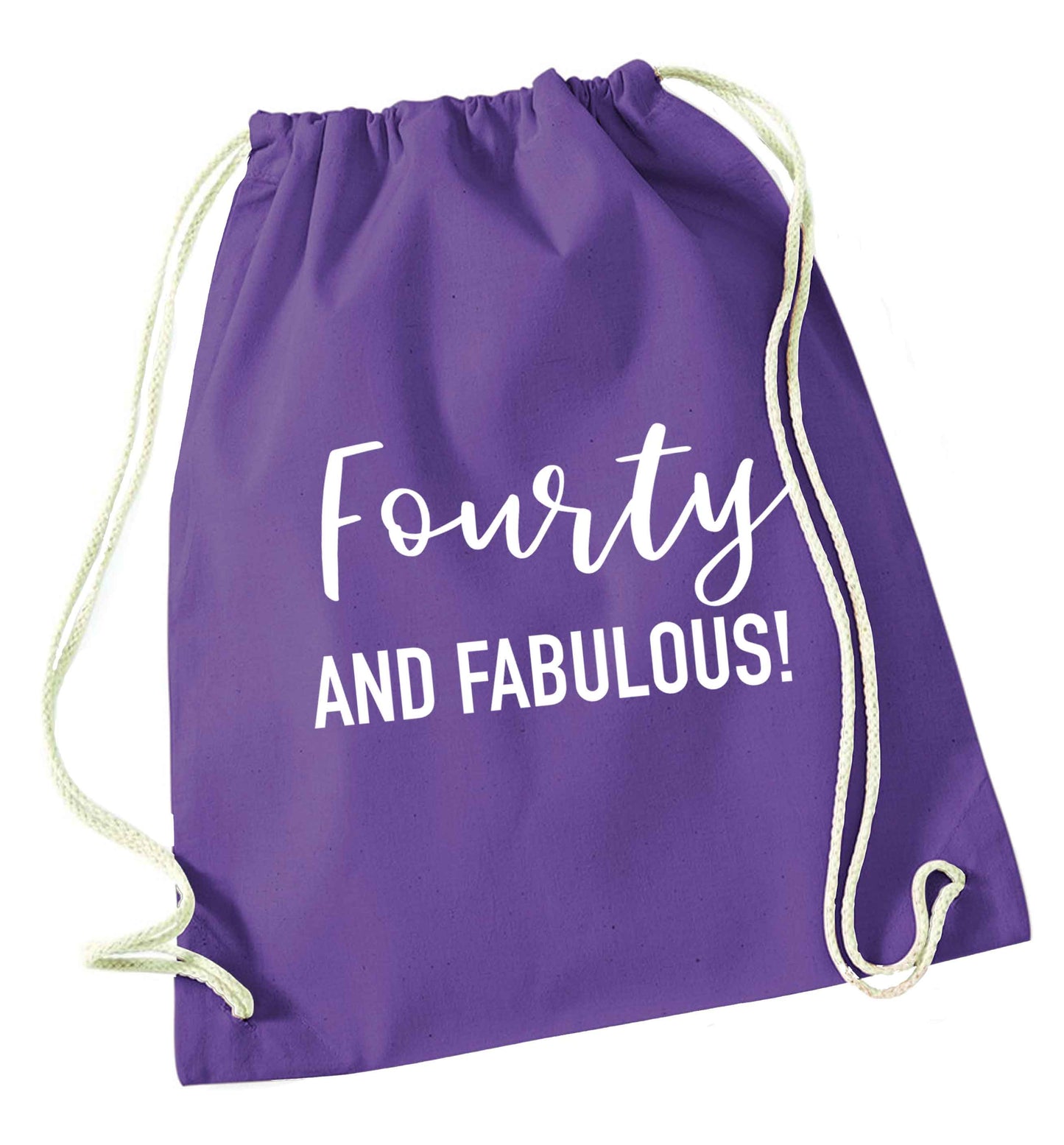 Fourty and fabulous purple drawstring bag