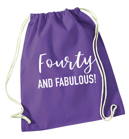 Fourty and fabulous purple drawstring bag