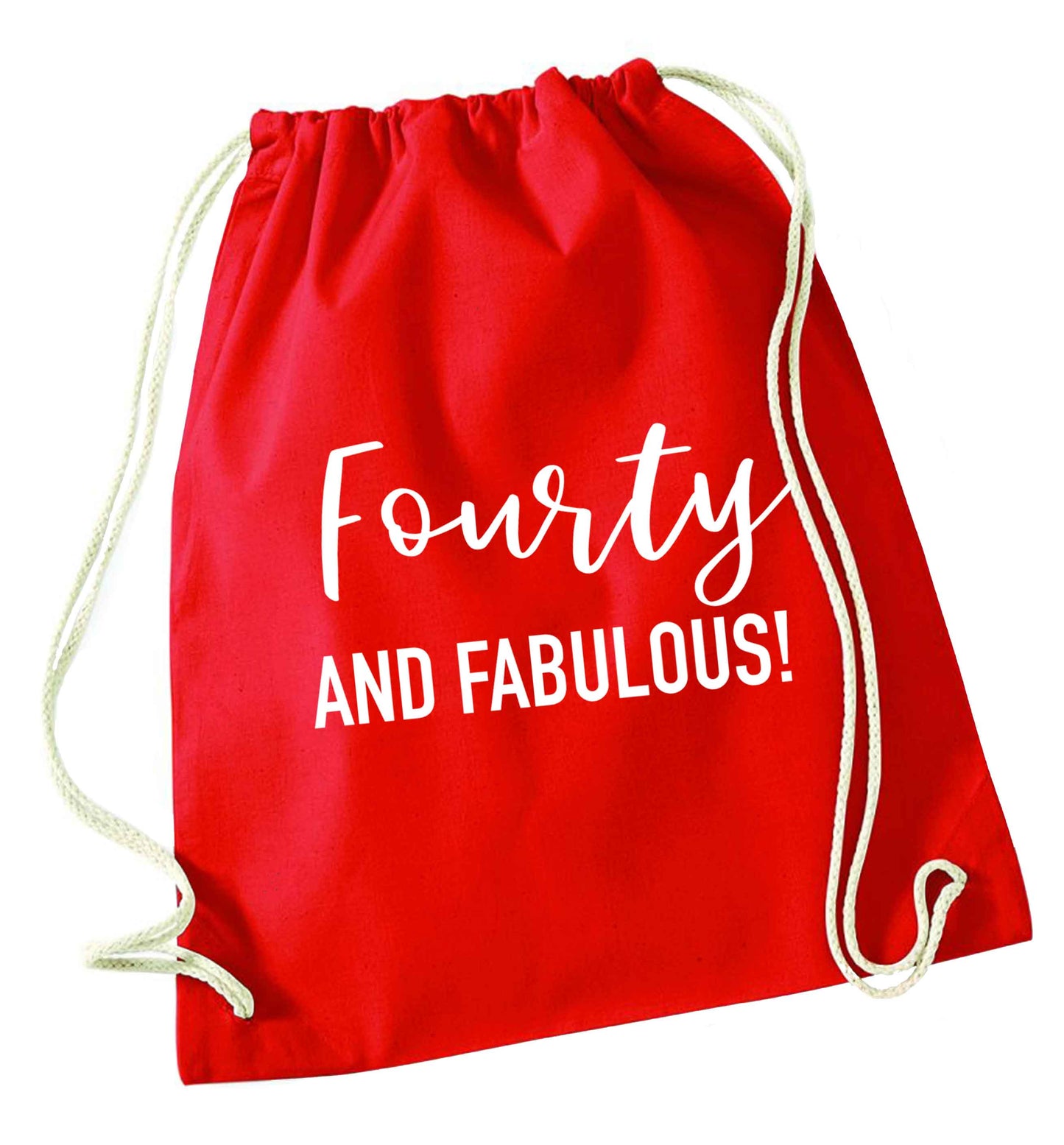Fourty and fabulous red drawstring bag 