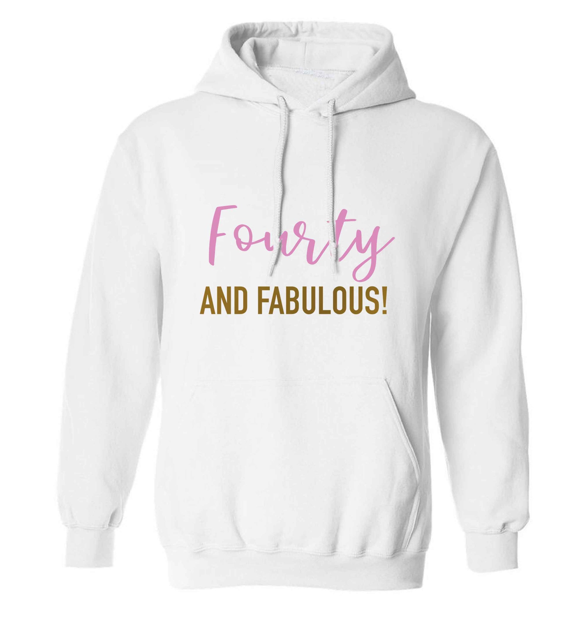 Fourty and fabulous adults unisex white hoodie 2XL