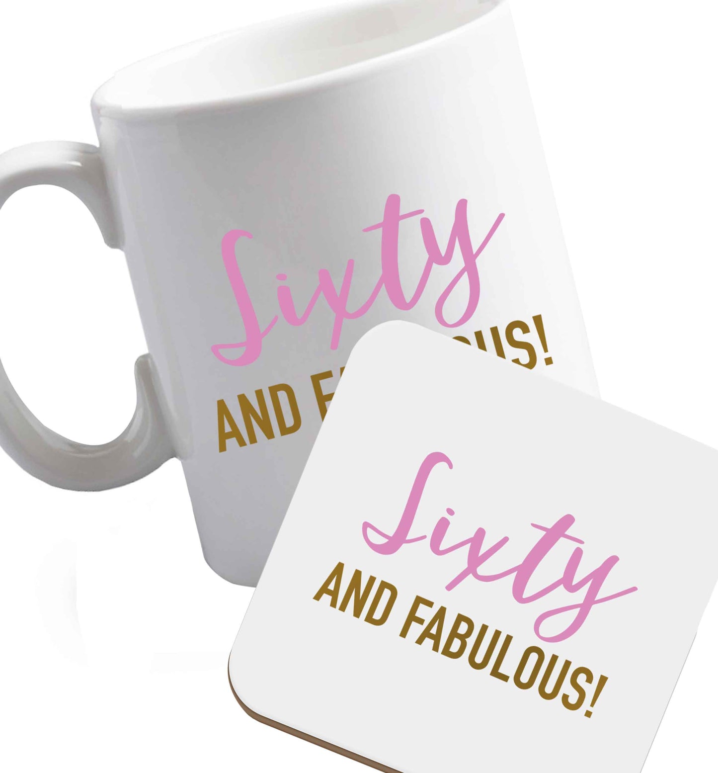10 oz Favourite Type Pan Pancake ceramic mug and coaster set right handed