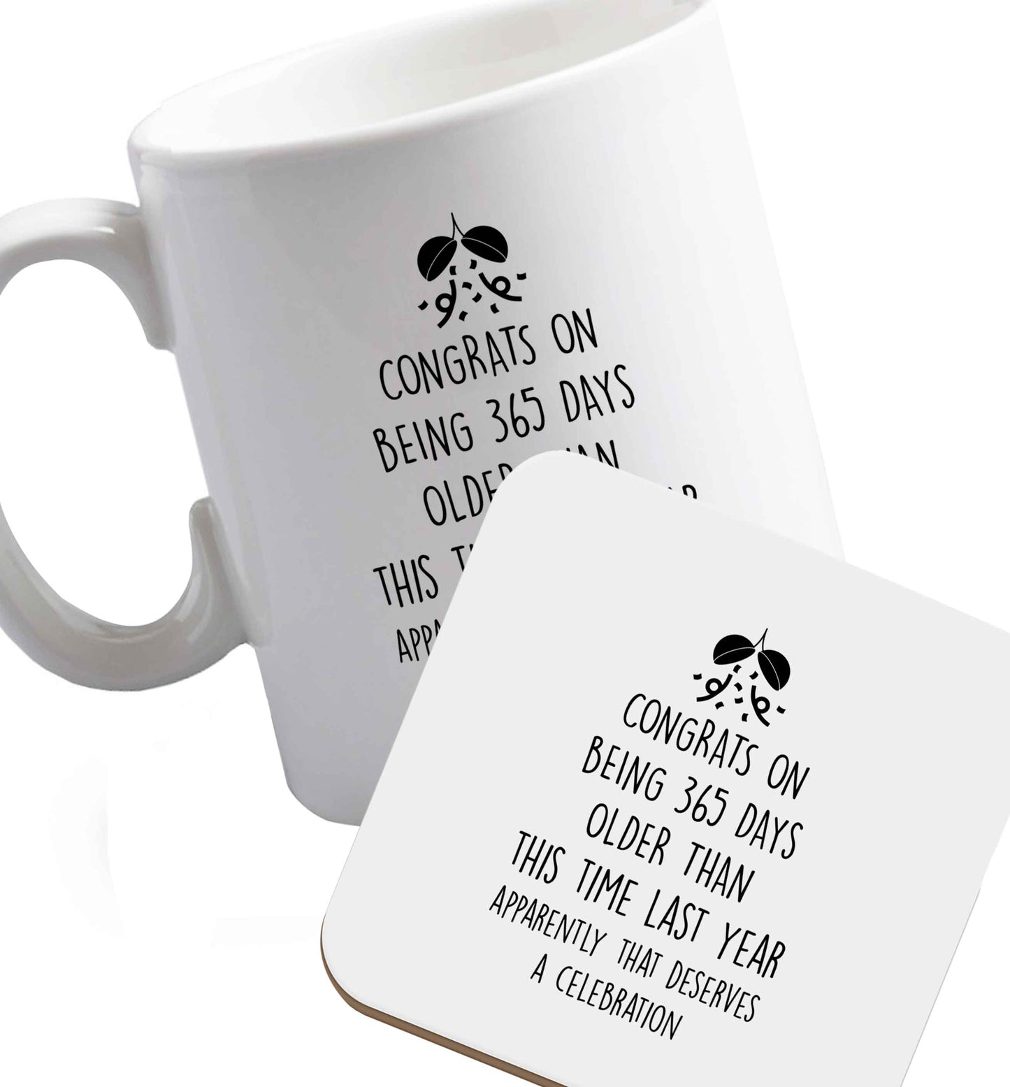 10 oz Favourite Type Pan Pancake ceramic mug and coaster set right handed