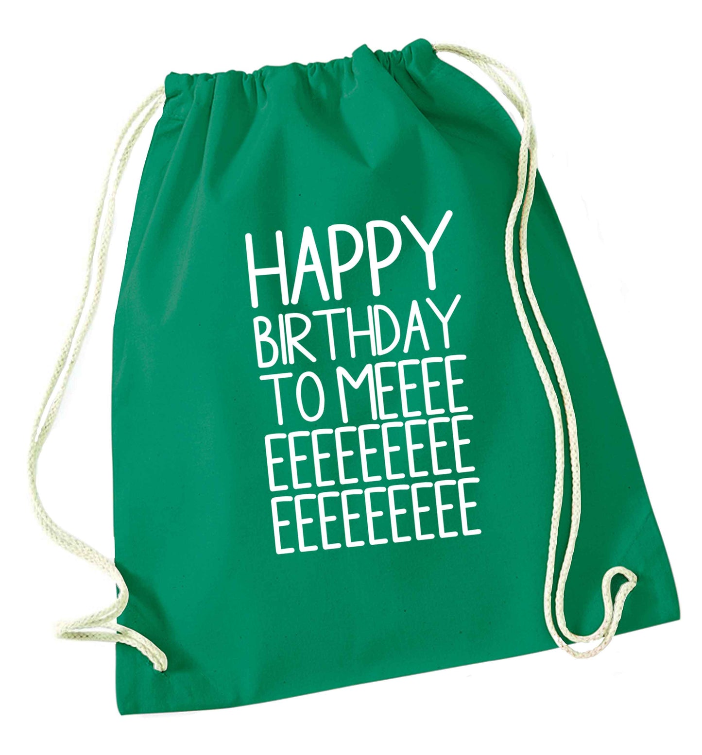 Happy birthday to me green drawstring bag