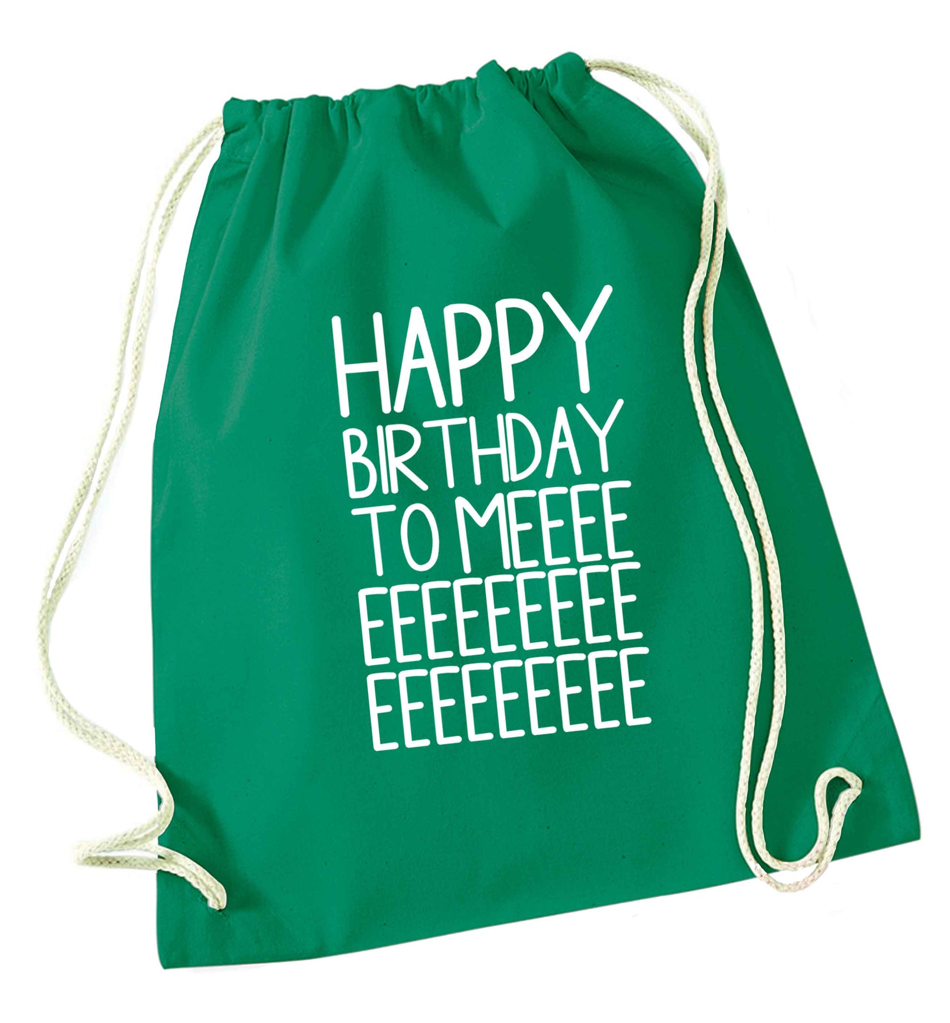 Happy birthday to me green drawstring bag