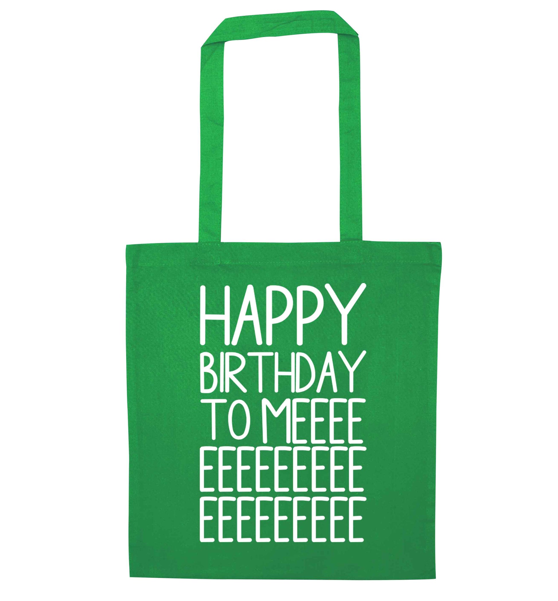 Happy birthday to me green tote bag