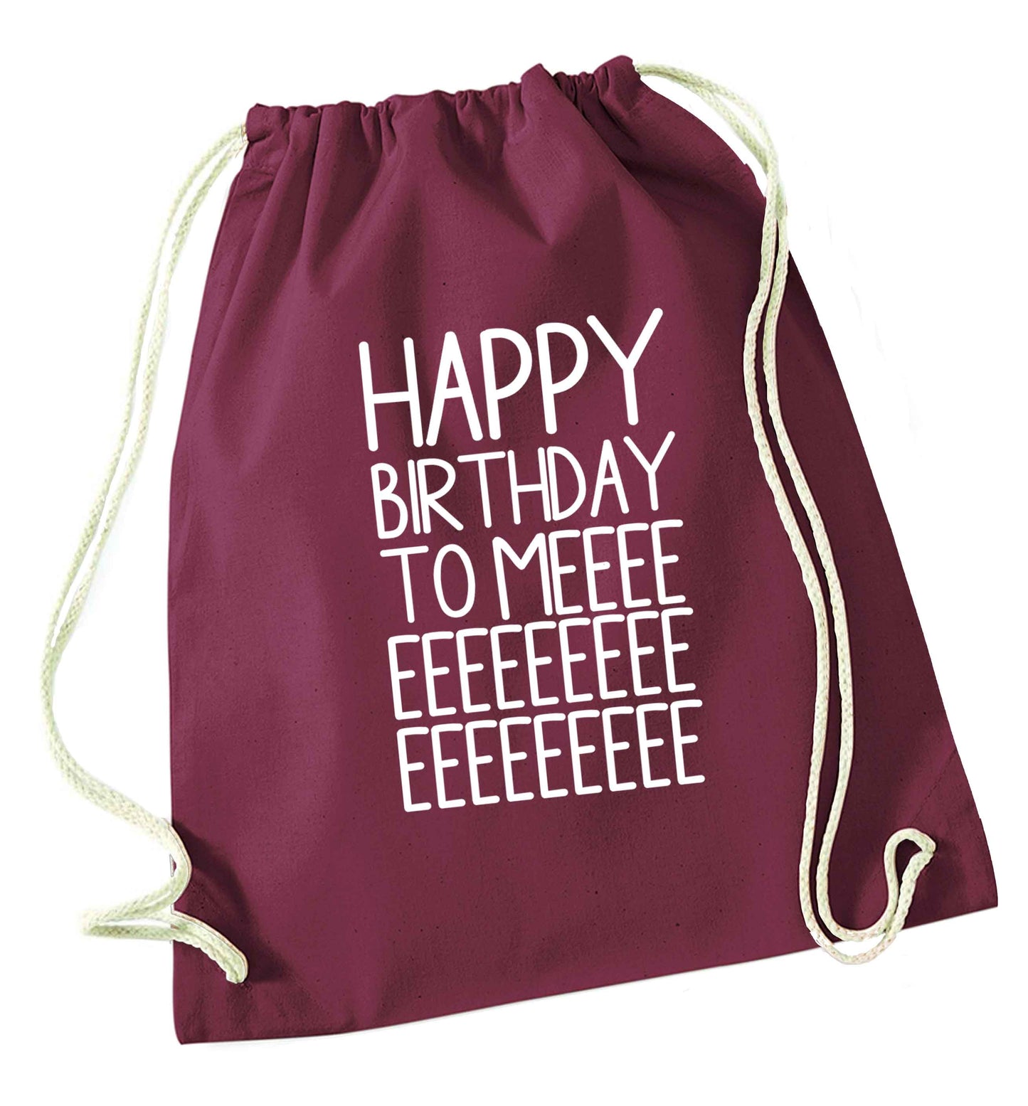 Happy birthday to me maroon drawstring bag