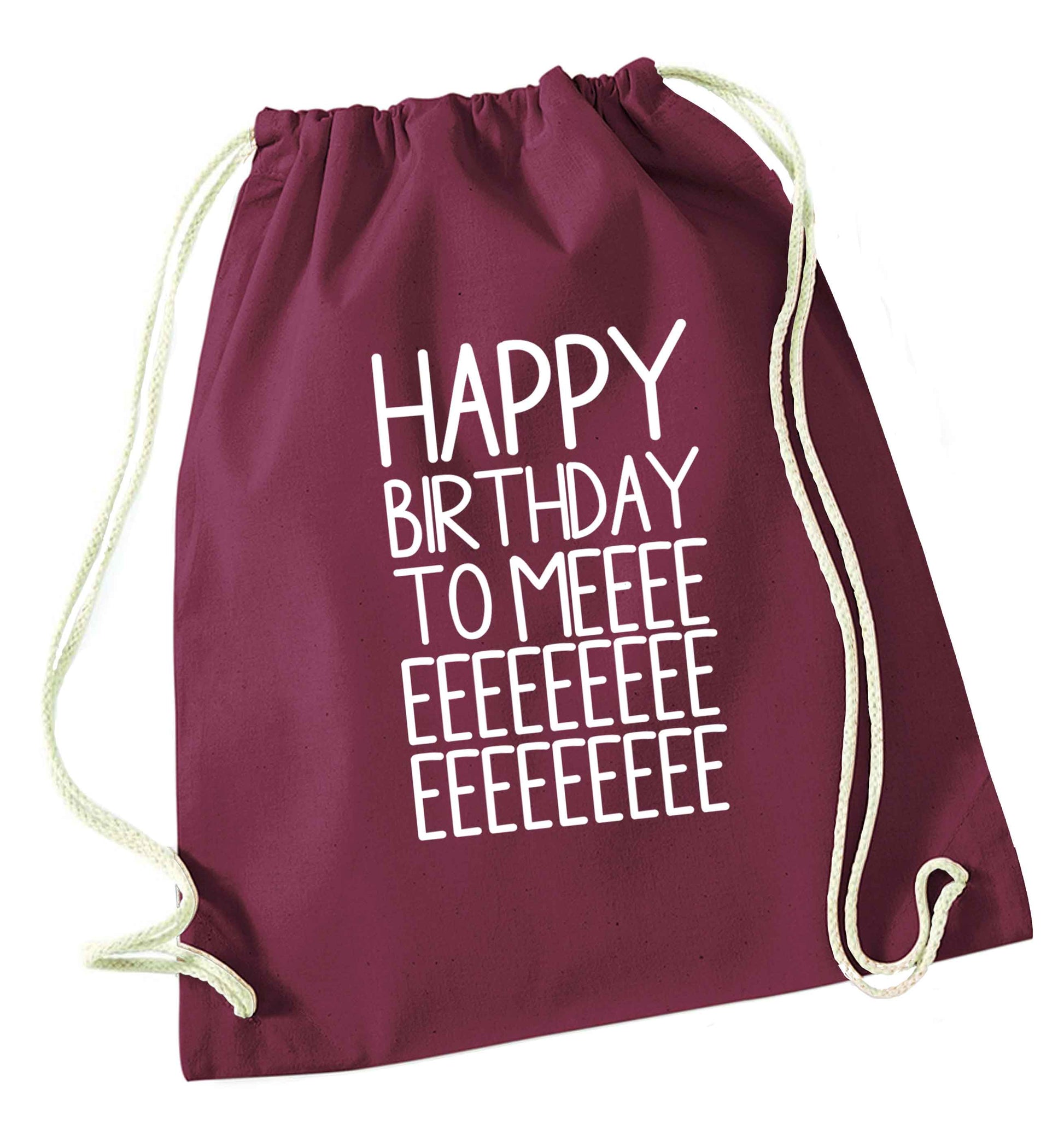 Happy birthday to me maroon drawstring bag