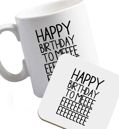 10 oz Favourite Type Pan Pancake ceramic mug and coaster set right handed