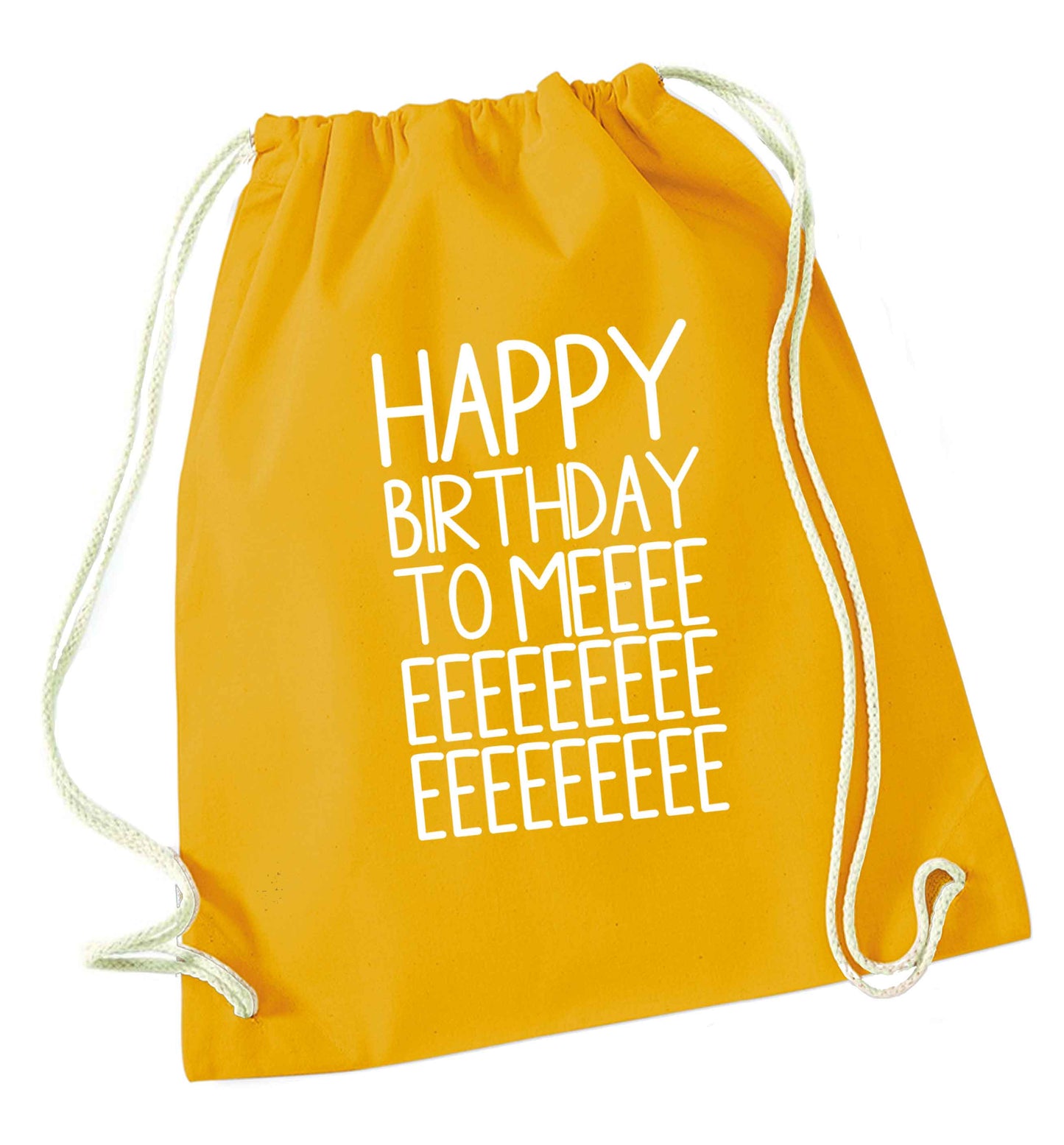 Happy birthday to me mustard drawstring bag