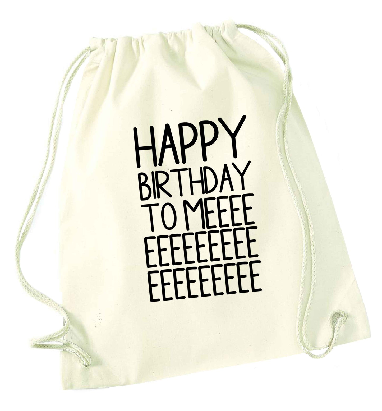 Happy birthday to me natural drawstring bag