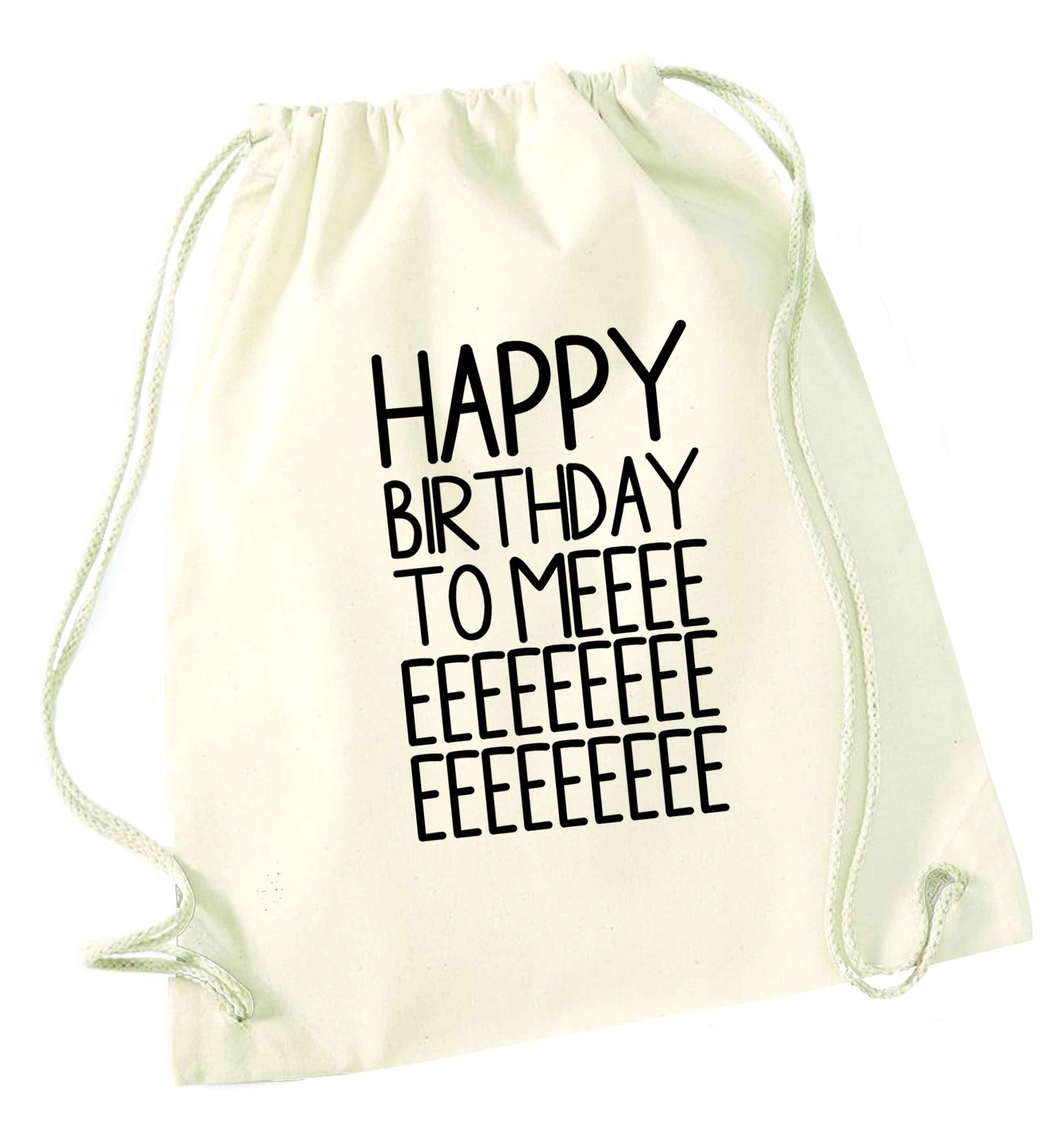 Happy birthday to me natural drawstring bag