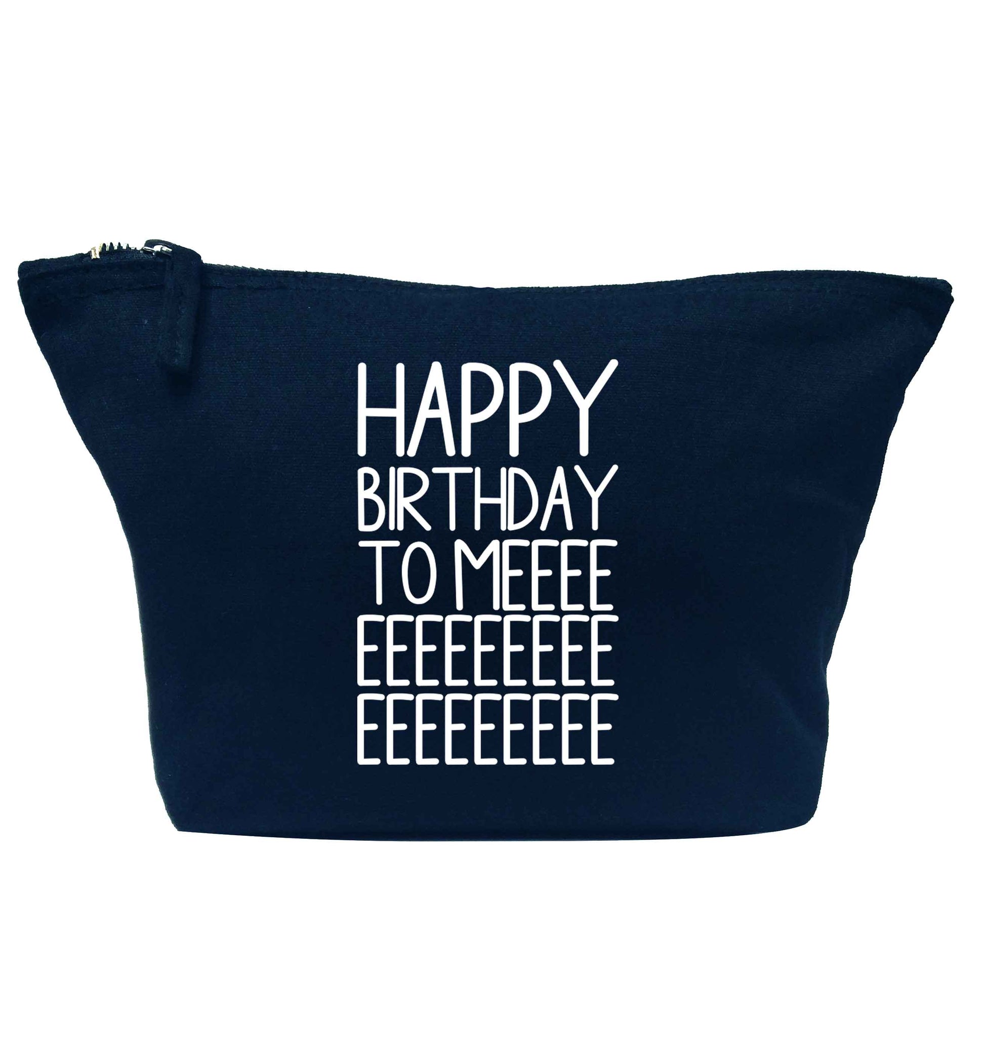 Happy birthday to me navy makeup bag