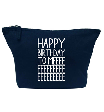Happy birthday to me navy makeup bag