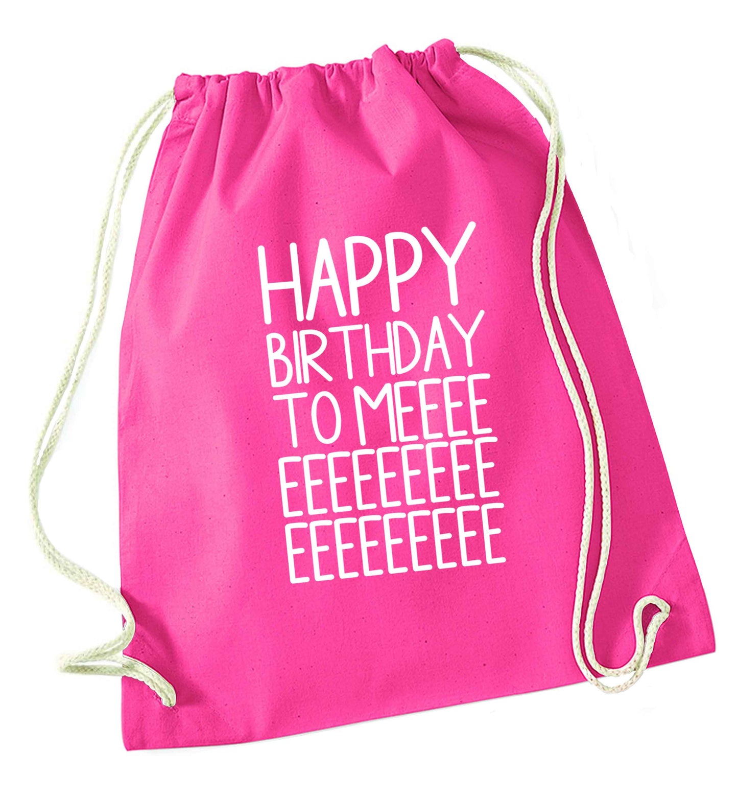 Happy birthday to me pink drawstring bag