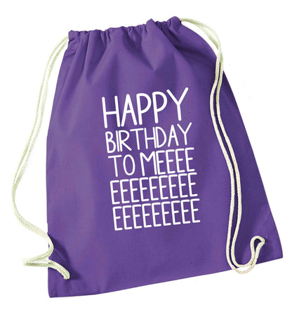 Happy birthday to me purple drawstring bag
