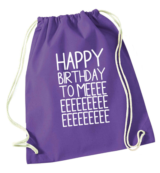 Happy birthday to me purple drawstring bag