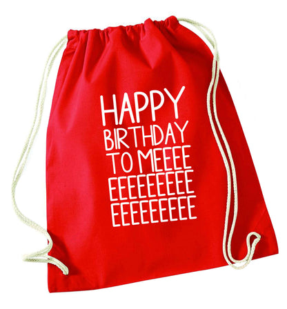 Happy birthday to me red drawstring bag 