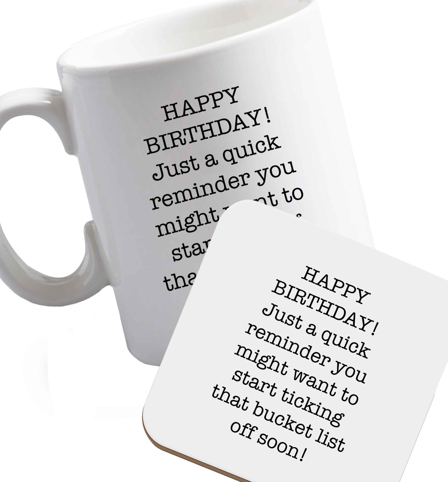 10 oz Favourite Type Pan Pancake ceramic mug and coaster set right handed