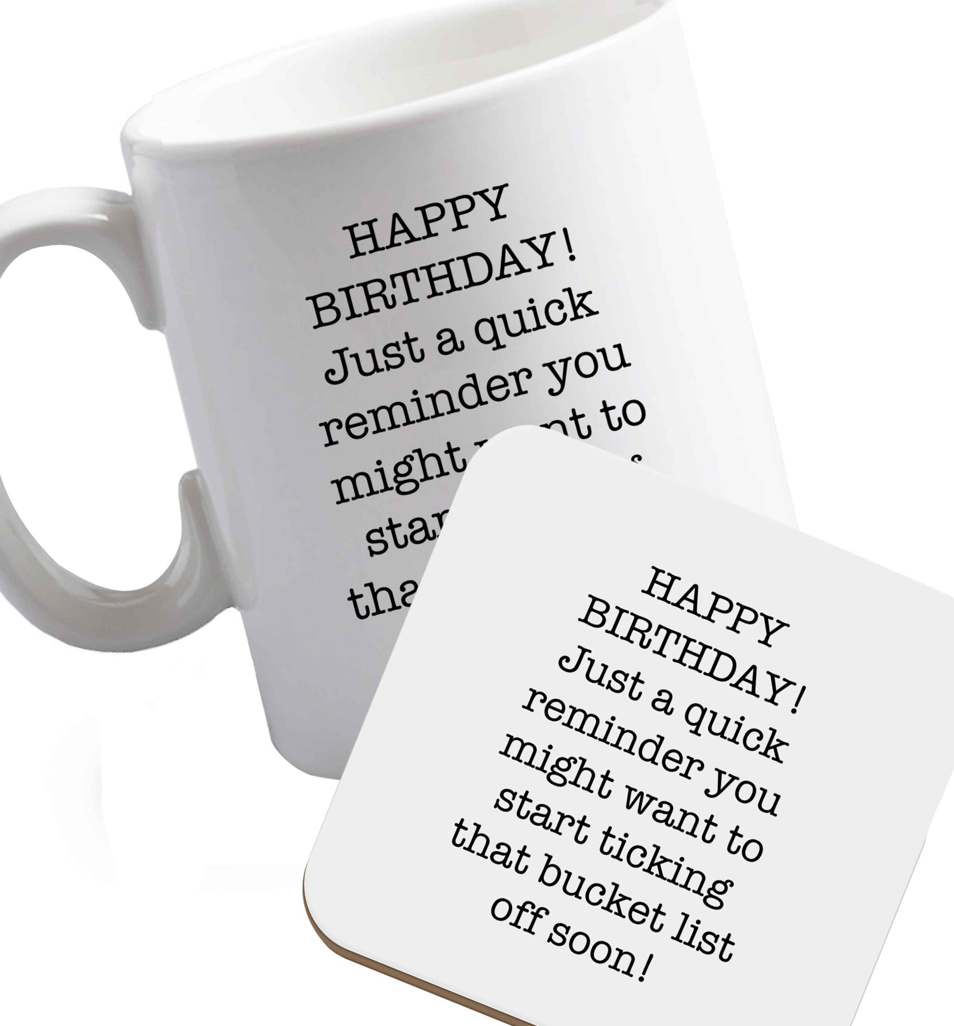 10 oz Favourite Type Pan Pancake ceramic mug and coaster set right handed