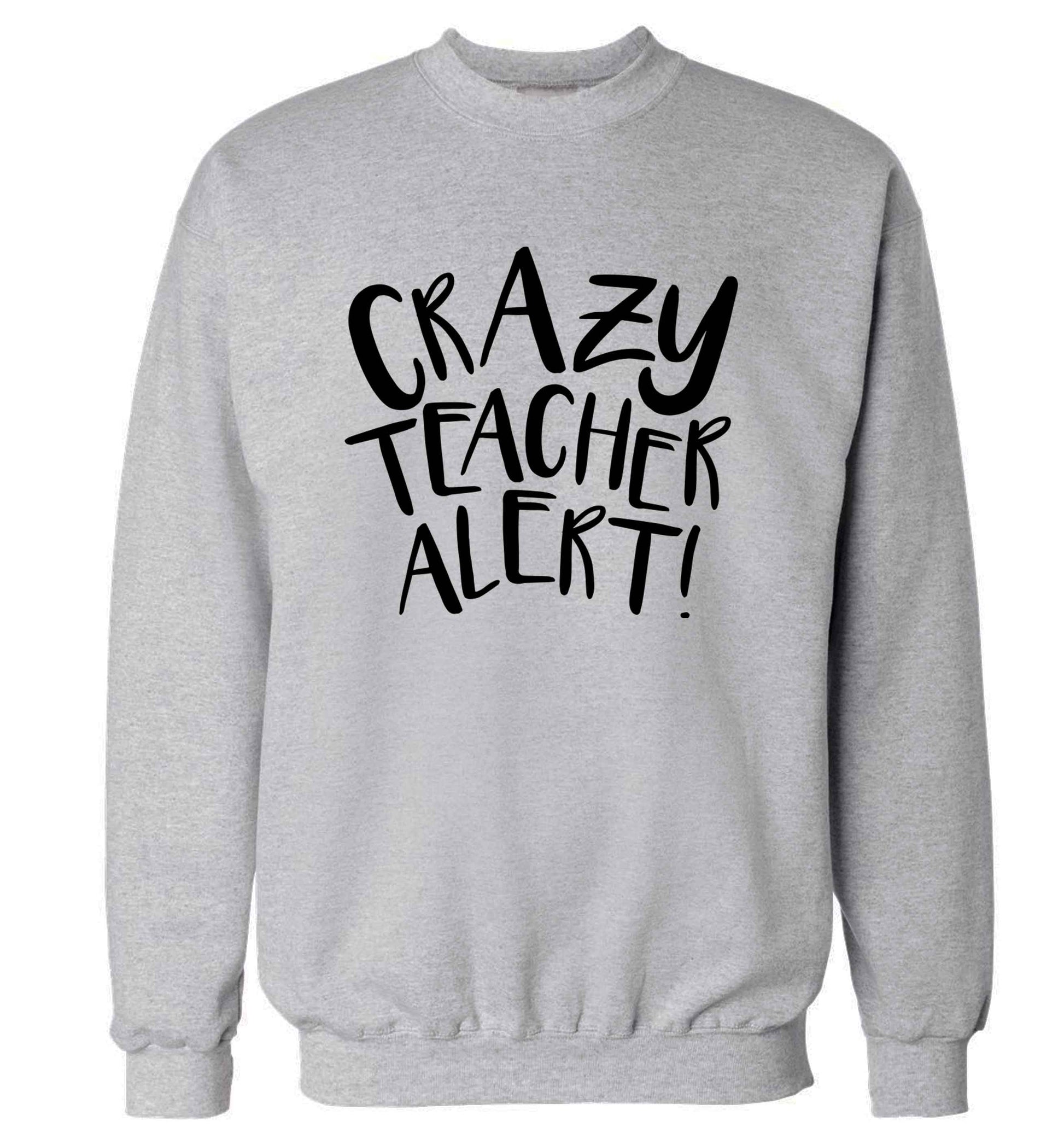 Crazy teacher alert adult's unisex grey sweater 2XL