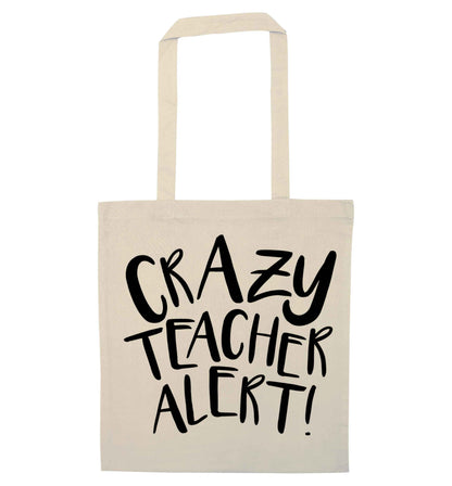Crazy teacher alert natural tote bag