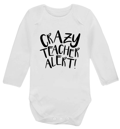 Crazy teacher alert baby vest long sleeved white 6-12 months