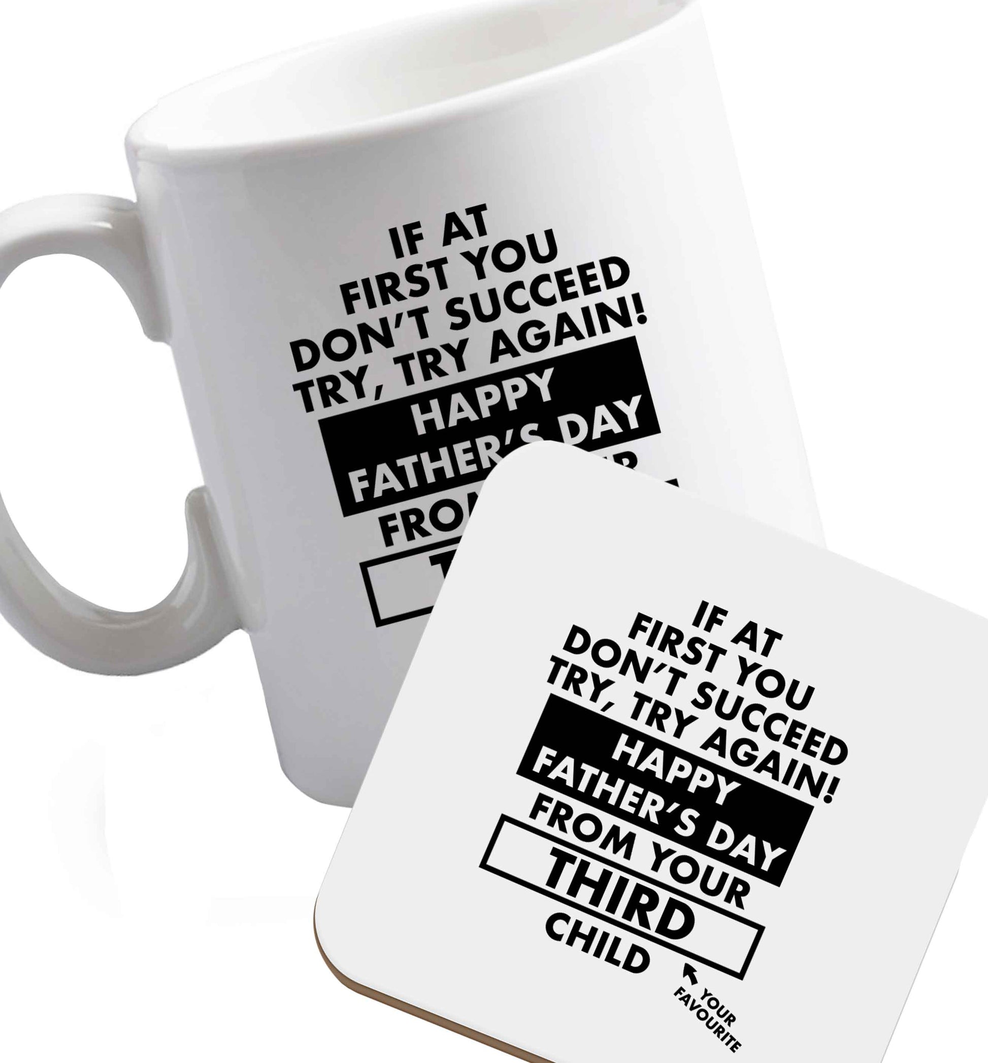 10 oz Favourite Type Pan Pancake ceramic mug and coaster set right handed