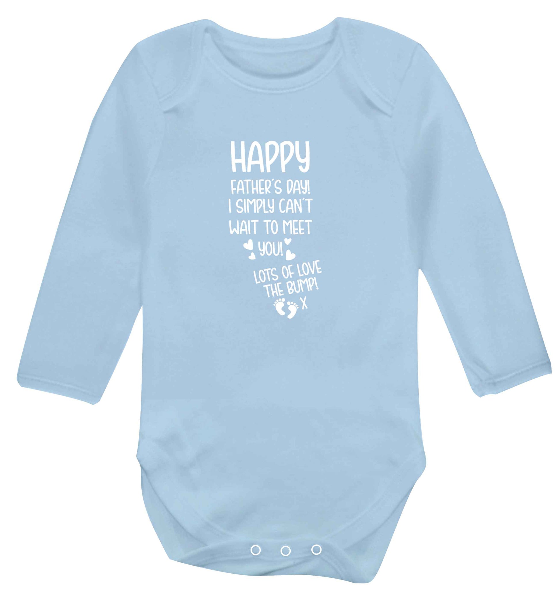 Happy Father's day daddy I can't wait to meet you lot's of love the bump! baby vest long sleeved pale blue 6-12 months