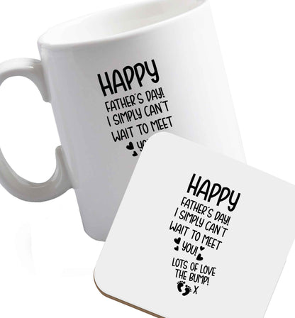 10 oz Favourite Type Pan Pancake ceramic mug and coaster set right handed